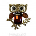 Брошь Сова 40*40мм 11 - Коричневый