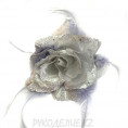 Цветок - брошь Роза d-110мм 2 - Серебро