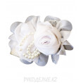 Брошь-цветок с бусинами SLV 03 - Белый