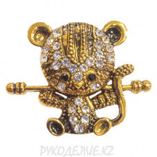 Брошь новогодняя Тигренок со спортивным снарядом