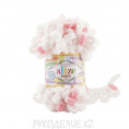 Пряжа Puffy Color Alize 6492 - Белый с розовым
